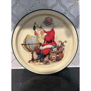 Vintage Potpourri Press Santa Metal Tin Tray (1992)